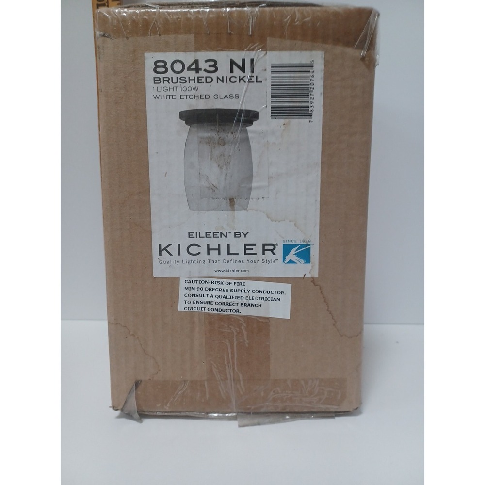 Kichler 8043NI Brushed Nickel Indoor Lighting 100W White Etched Glass NIB
